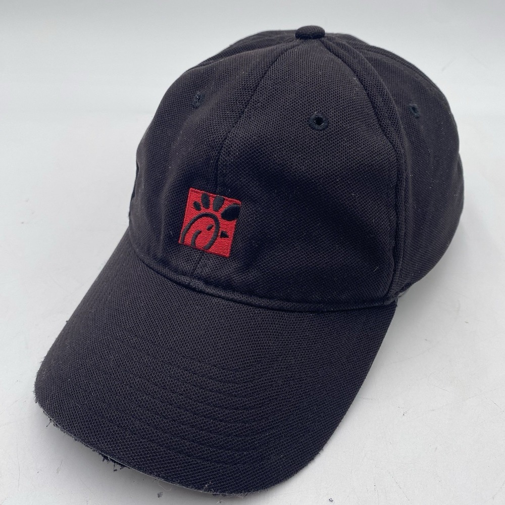 Chick-fil-A Crew Hat Work Embroidered Logo Strapback Cap oobe Adjustable Black